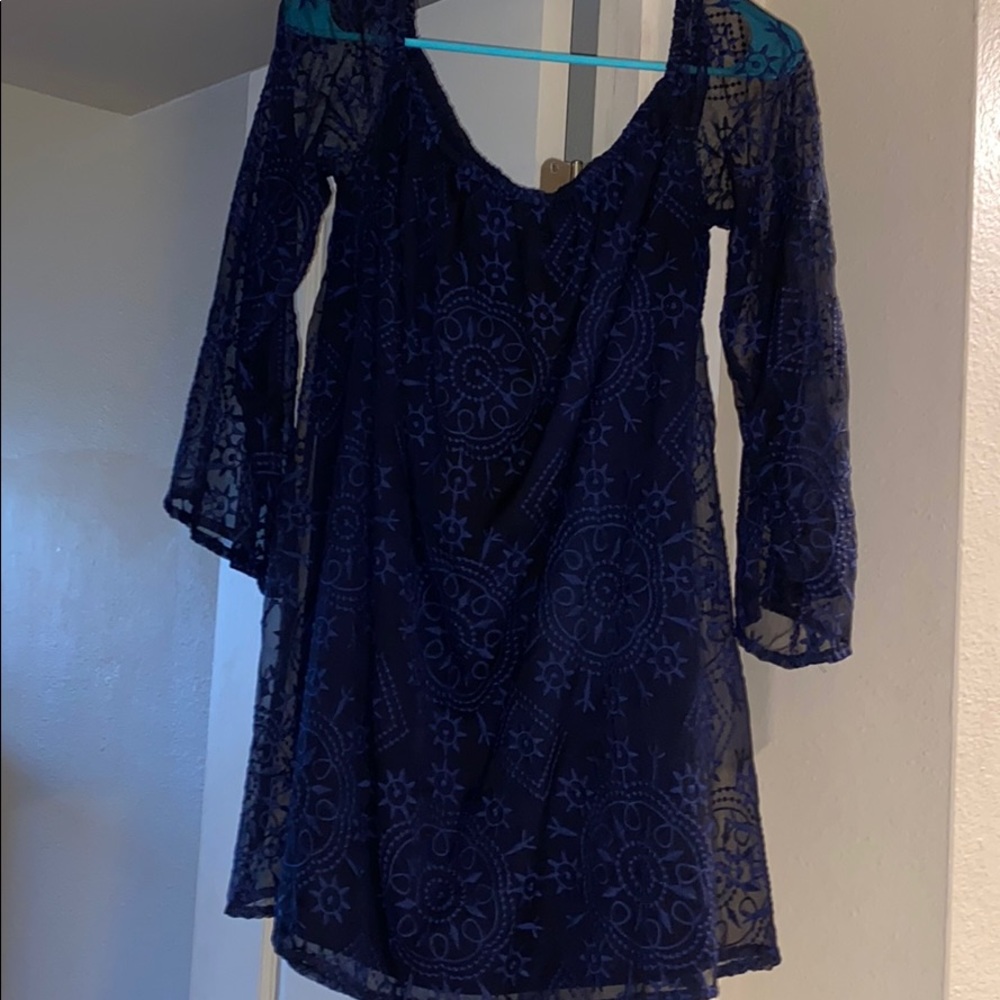 Tobi blue off the shoulder dress